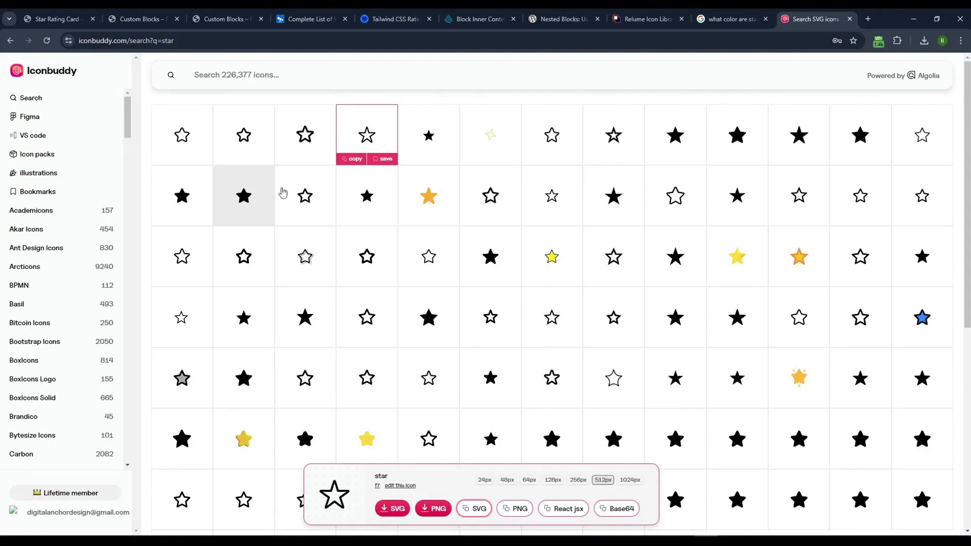 Inserting SVG icons for star ratings