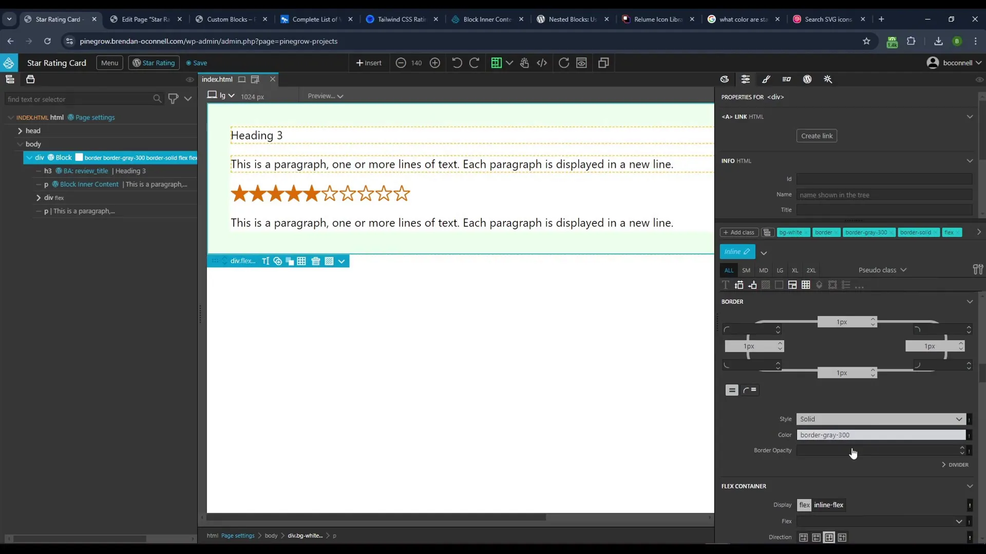 Styling the star rating block