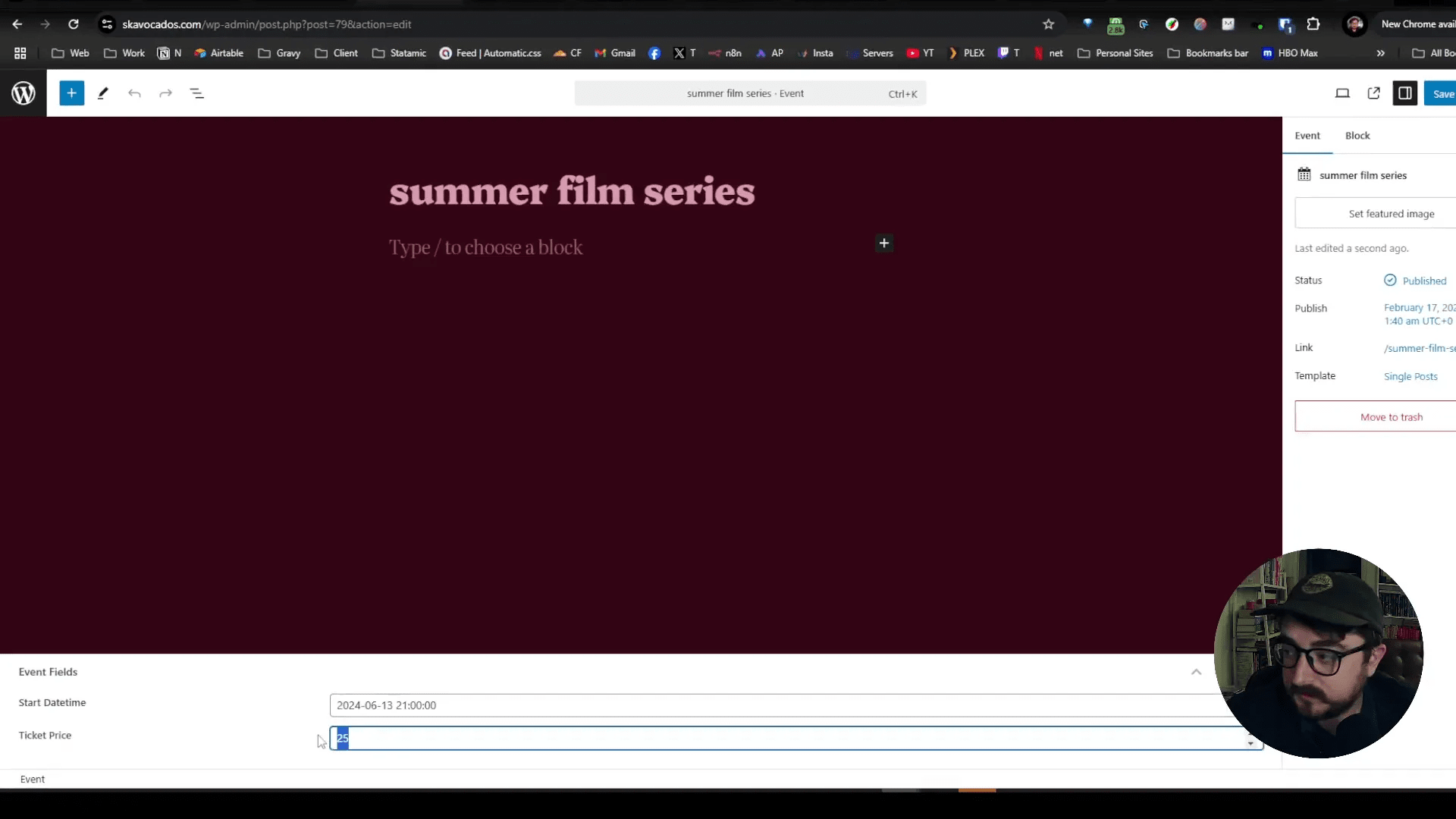 Updating the Summer Film Series event